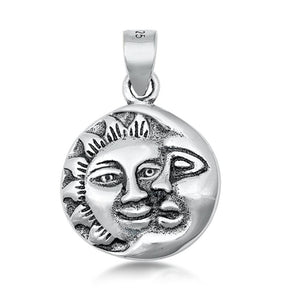Sterling Silver Sun Moon Pendant Face Space Mystical Classic Charm 925 New