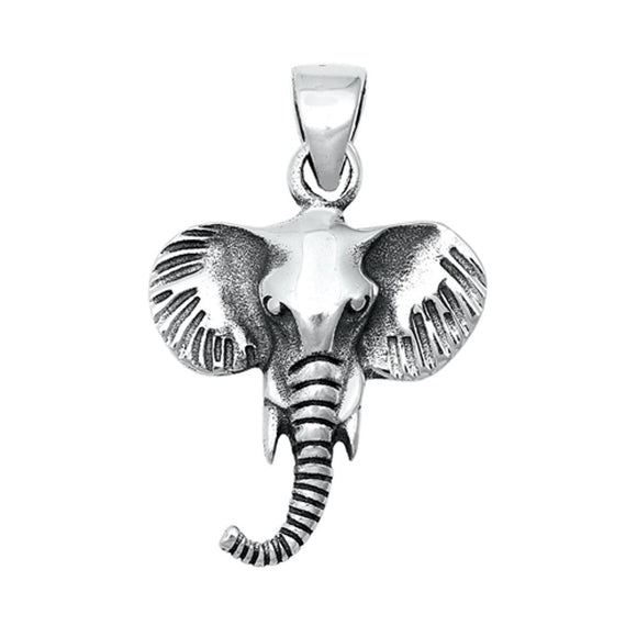 Sterling Silver Elephant Head Pendant Animal Nature Tusks Africa Charm 925 New