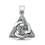 Sterling Silver Ornate Trinity Knot Pendant Triquetra Celtic Triangle Charm 925