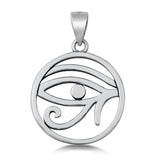 Sterling Silver Evil Eye of Horus Pendant Protection Open Hoop Cutout Charm 925