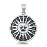 Sterling Silver Happy Sun Face Pendant Medallion Boho Bali Style Star Charm 925