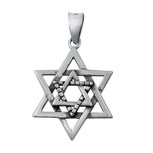 Sterling Silver Double Star of David Pendant Triangle Jewish Faith Charm 925 New