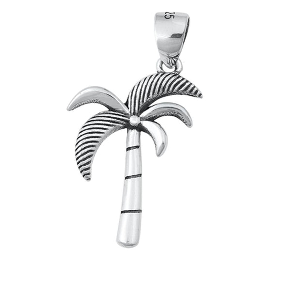 Sterling Silver Palm Tree Pendant Tropical Beach Nature Charm