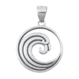 Sterling Silver Tidal Wave Pendant Ocean Beach Rip Curl Open Circle Charm 925