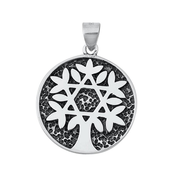 Sterling Silver Star of David Pendant Tree of Life Tu B'Shevat Jewish Charm 925