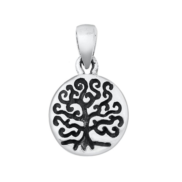 Sterling Silver Whimsical Tree of Life Pendant Filigree Swirl Spiral Charm 925