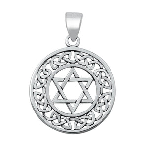 Sterling Silver Star of David Pendant Celtic Knot Weave Medallion Charm 925 New