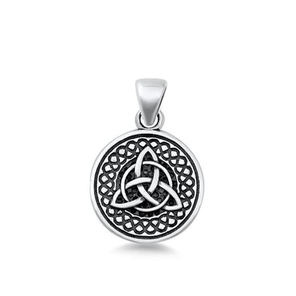 Sterling Silver Celtic Knot Pendant Triquetra Trinity Weave Medallion Charm 925