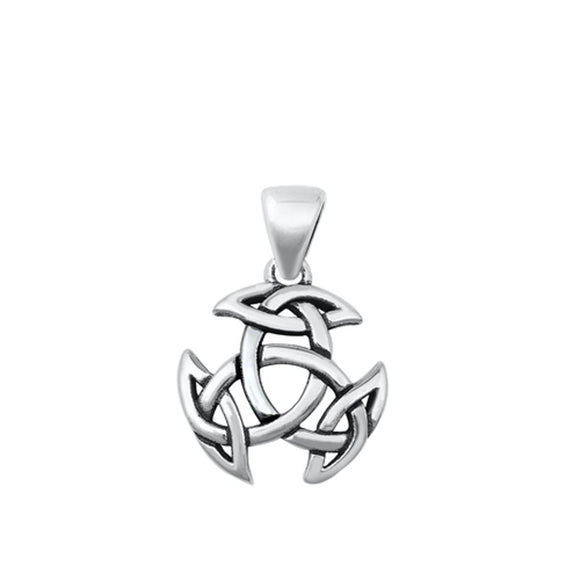 Sterling Silver Celtic Triquetra Knot Pendant High Polish Unique Weave Charm 925