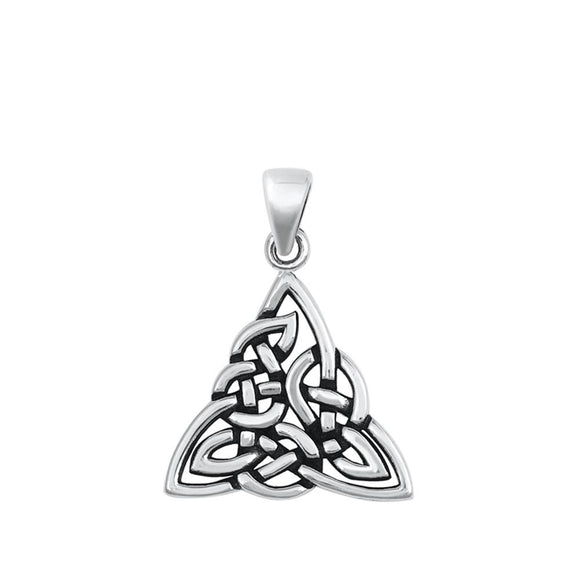 Sterling Silver Celtic Trinity Knot Pendant Triquetra Triangle Weave Braid Charm