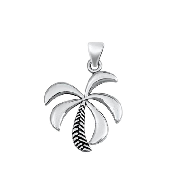 Sterling Silver Cute Palm Tree Pendant Tropical Beach Ocean Leaf Charm 925 New