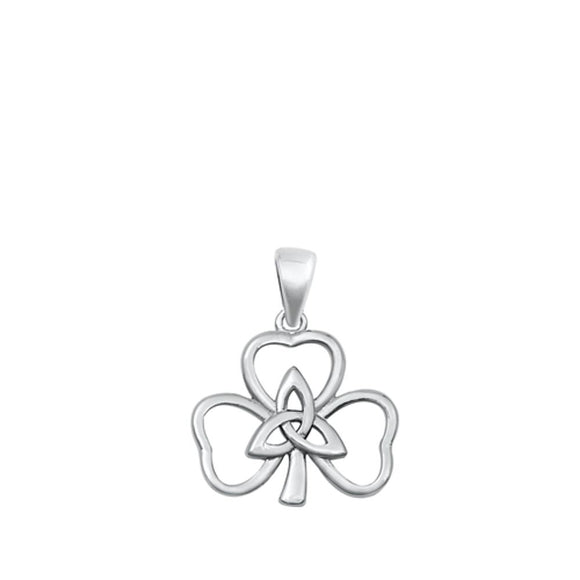 Sterling Silver Cute Celtic Clover Pendant Good Luck Knot Charm 925 New
