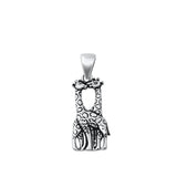 Sterling Silver Polished Kissing Giraffes Pendant Cuddles Love Snuggle Charm 925