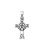 Sterling Silver Beautiful Celtic Claddagh Cross Pendant Christian Faith Charm