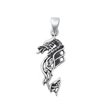 Sterling Silver Polished Mystical Dragon Pendant Wisdom Strength Charm 925 New