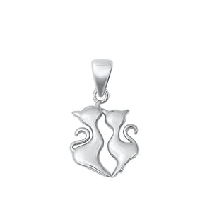 Sterling Silver Cute Cats Pendant Kitten Pussy Tabby Tomcat Charm 925 New