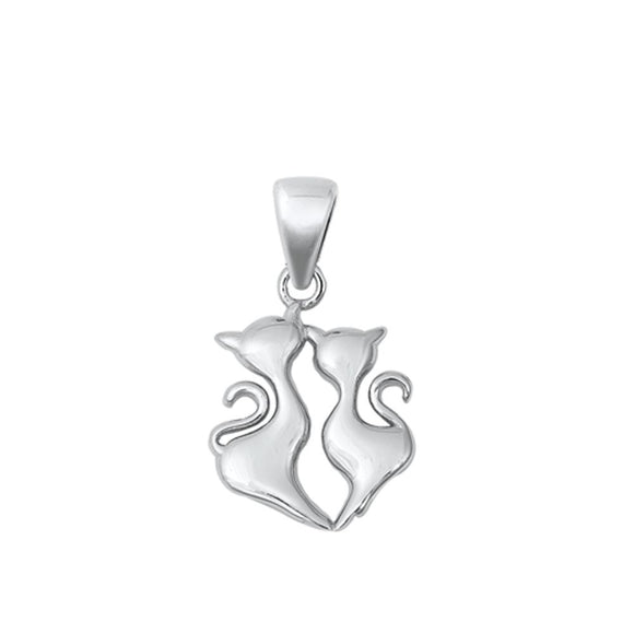 Sterling Silver Cute Cats Pendant Kitten Pussy Tabby Tomcat Charm 925 New