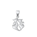 Sterling Silver Cute Cats Pendant Kitten Pussy Tabby Tomcat Charm 925 New