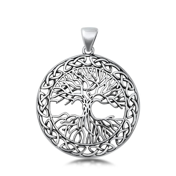 Sterling Silver Beautiful Tree of Life Pendant Celtic Knot Medallion Charm 925