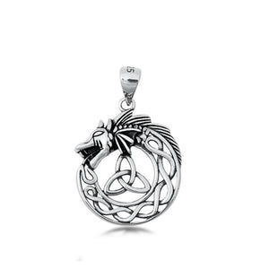 Sterling Silver Unique Triquetra Dragon Pendant Fantacy Love Knot Charm 925 New