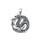 Sterling Silver Fashion Dragon Pendant Good Luck Fantasy Charm 925 New