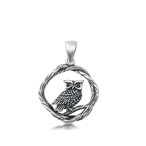 Sterling Silver Fashion Wise Owl Pendant Bird of Prey Wisdom Charm 925 New