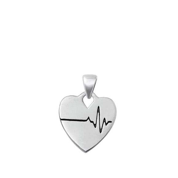Sterling Silver Wholesale Heart Pendant Unique Lifeline EKG Love Charm 925 New