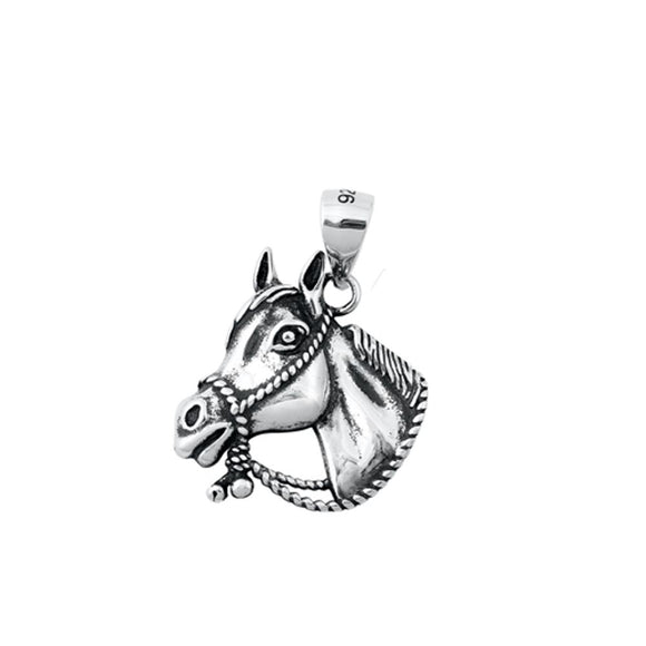 Sterling Silver Beautiful Horse Head Pendant Classic Cowboy Cowgirl Charm 925