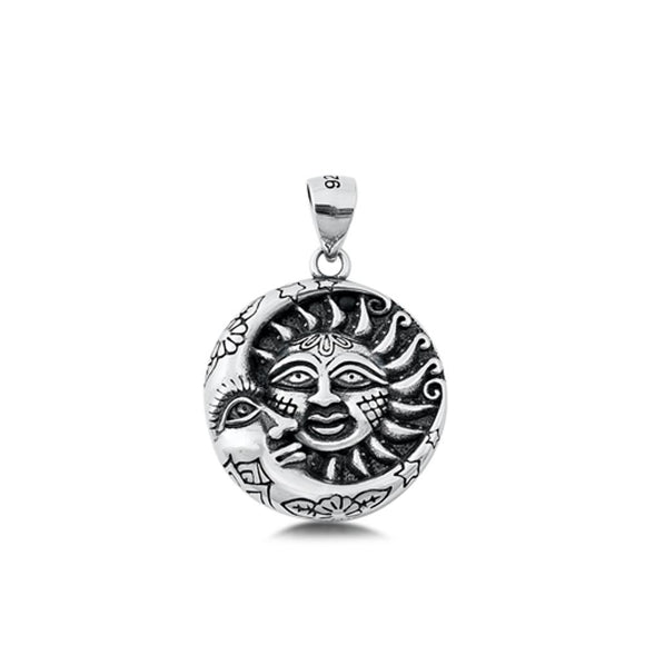 Sterling Silver Wholesale Moon & Sun Pendant Astrological Fantasy Charm 925 New