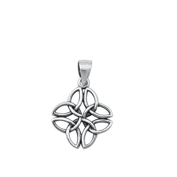 Sterling Silver Classic Celtic Knot Pendant Oxidized Loyality Commitment Charm