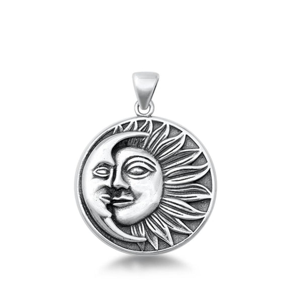Sterling Silver Unique Sun & Moon Pendant Lovers Cuddle Forever Charm 925 New