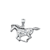 Sterling Silver Cute Horse Pendant Swirl Cowgirl Country Love Charm 925 New
