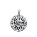 Sterling Silver Fashion Zodiac Signs Medallion Pendant Astrology Symbols Charm
