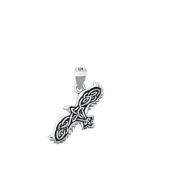 Sterling Silver Beautiful Celtic Knot Bird Pendant Vintage Oxidized Charm 925
