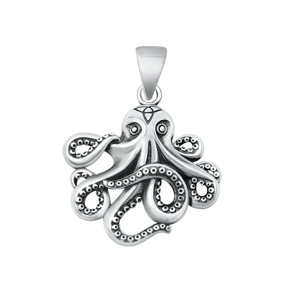 Sterling Silver Classic Octopus Pendant Beach Ocean Fashion Charm 925 New