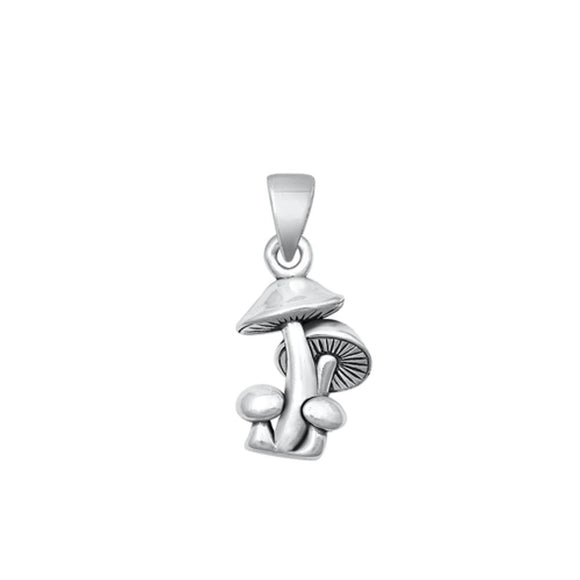 Sterling Silver Classic Mushroom Pendant Toadstool High Polished Charm .925 New