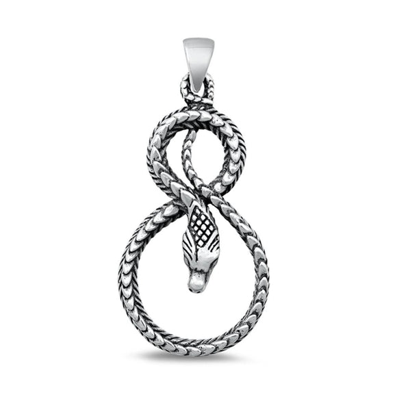 Sterling Silver Cute Infinity Snake Pendant Oxidized High Polished Charm 925 New