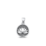 Sterling Silver Wholesale Lotus Pendant Oxidized Flower Charm 925 New