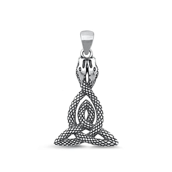 Sterling Silver Classic Celtic Knot Snake Pendant Oxidized Charm 925 New