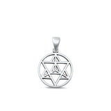 Sterling Silver Merkabah Oxidized Star of David Pendant Polished Charm .925 New