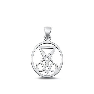 Sterling Silver Fashion Oxidized Outlined Lucifer Sigil Pendant .925 New Charm