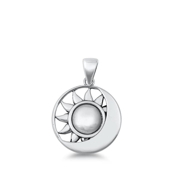 Sterling Silver Unique Sun & Moon Pendant Day Night Harmony Charm 925 New
