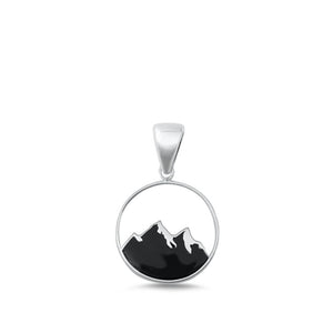 Sterling Silver Cute Mountain Pendant Silhoutte Nature Oxidized Charm 925 New