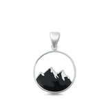 Sterling Silver Classic Mountain Silhoutte Pendant Oxidized Nature Charm 925 New