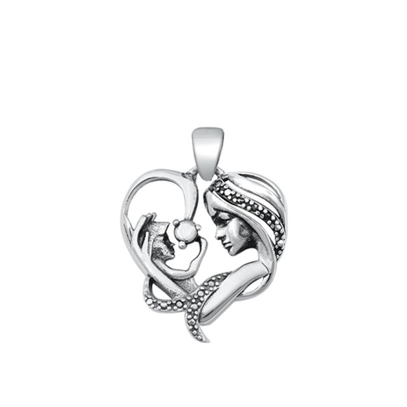 Sterling Silver Classic Mother's Love Pendant Heart Cute Family Charm 925 New