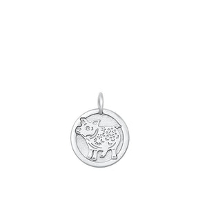 Sterling Silver Wholesale Chinese Zodiac Pig Pendant Astrological Charm 925 New