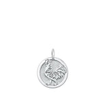 Sterling Silver Polished Chinese Zodiac Rooster Pendant Astrological Charm 925