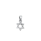 Sterling Silver Oxidized Jewish Star Shield Of David Pendant Charm .925 New