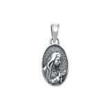 Sterling Silver Mother Of God Virgin Mary Oval Religious Pendant .925 New Charm