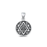 Sterling Silver Fashion Oxidized Star Of David Eye Charm Pendant .925 New
